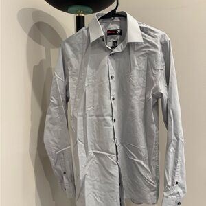 JF J.Ferrar Gray Dress Shirt Classic Long-Sleeve